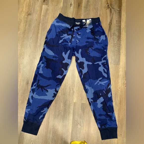 New Polo Ralph Lauren Sleep Jogger Pants Blue Camo Jersey Cotton Mens Sz M - Picture 1 of 8